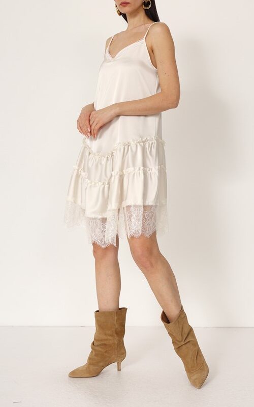 PHILIA LOFT Abito in satin con balze e pizzo