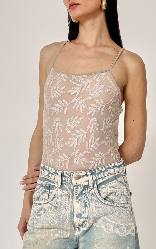 PHILIA LOFT Body canotta in pizzo con paillettes
