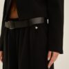 SOUVENIR Pantalone largo con elastico in vita e cintura