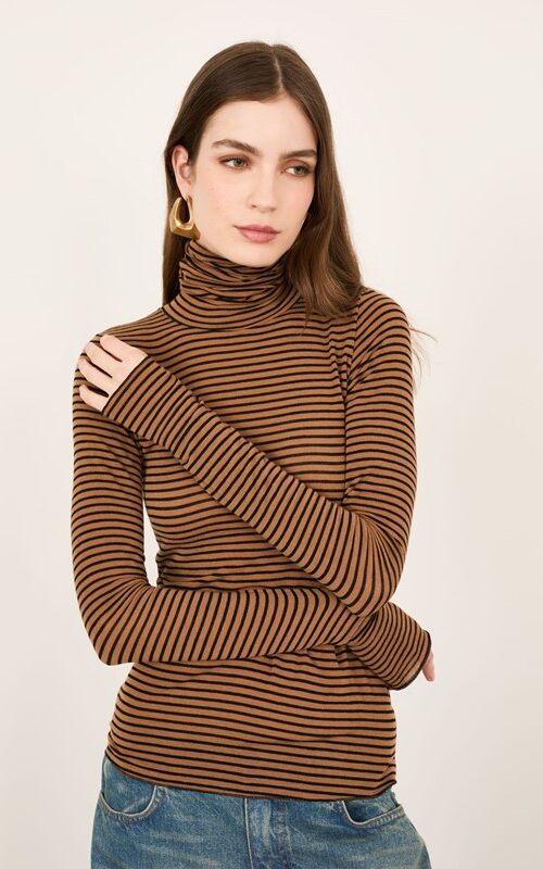 0836C83156E5AE6E8768A57F056F1141_ PHILIA LOFT Maglia collo alto righine misto cachemire