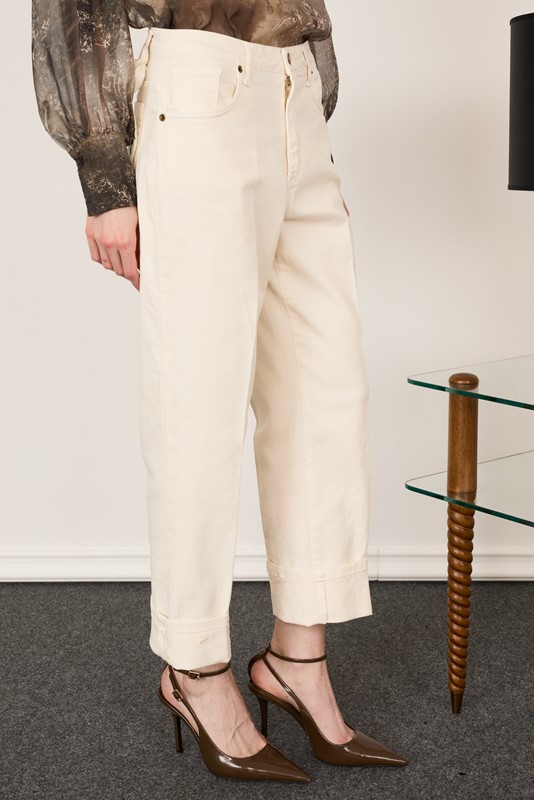 PHILIA LOFT Pantalone gamba dritta 5 tasche con risvolto