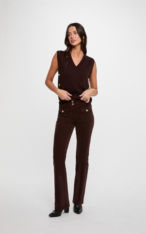 MORGAN Gilet in maglia scollo a v e bottoni laterali