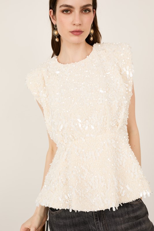 PHILIA LOFT Top con paillettes e spalline imbottite