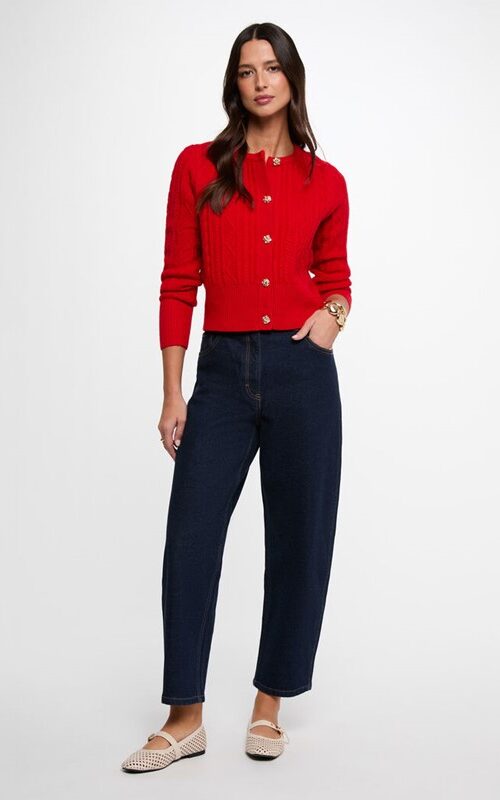 MORGAN Cardigan trecce con bottoni oro