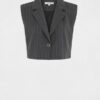 1E05F36F76C95C3C0D3027DA44A68D9D_ MORGAN Gilet crop gessato 1 bottone con spalline imbottite