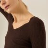 SOUVENIR Maglia aderente a costine scollo a v