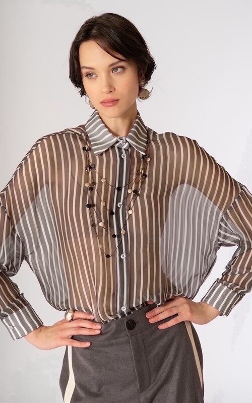 22F7AA45181843998308F06A83674537_ SISTE'S Camicia rigata chiffon con collana