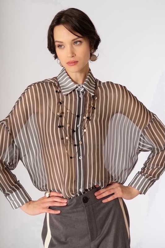 SISTE'S Camicia rigata chiffon con collana