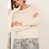 PHILIA LOFT Maglia scollo a barca con pizzo sul fondo
