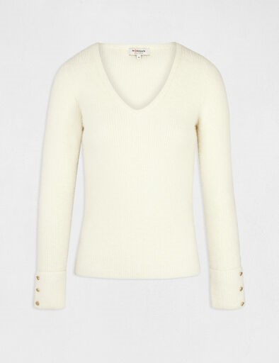 26383CF231673166481240F3A49D3F50_ MORGAN Maglia teddy scollo a v con bottoni nei polsini