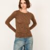 PHILIA LOFT Maglia girocollo  righine misto cachemire