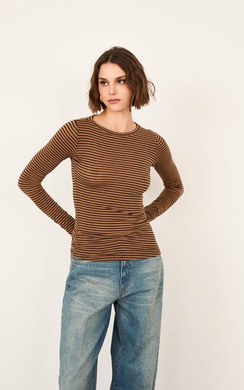 PHILIA LOFT Maglia girocollo  righine misto cachemire