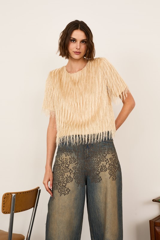 PHILIA LOFT Blusa con frange e spalline