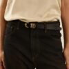 2FC3DEAB0FD56C8F5889350E746F3363_ SOUVENIR Cintura sottile in pelle con fibia e passanti oro