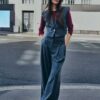 MORGAN Pantalone gessato con pences gamba dritta