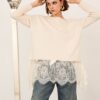 PHILIA LOFT Maglia scollo a barca con pizzo sul fondo
