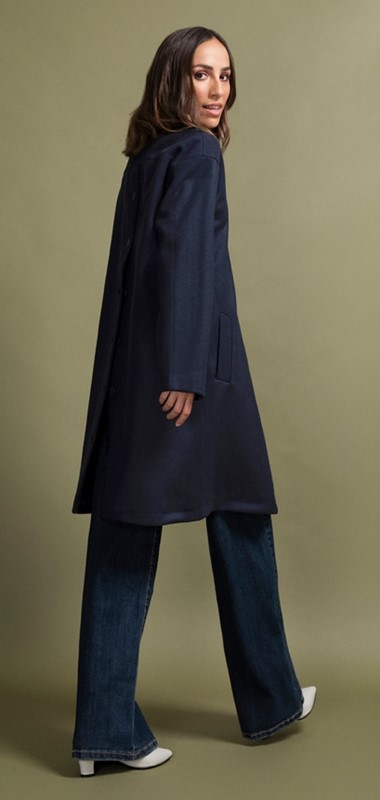 PEPE ROSA Cappotto midi over con bottoni dietro