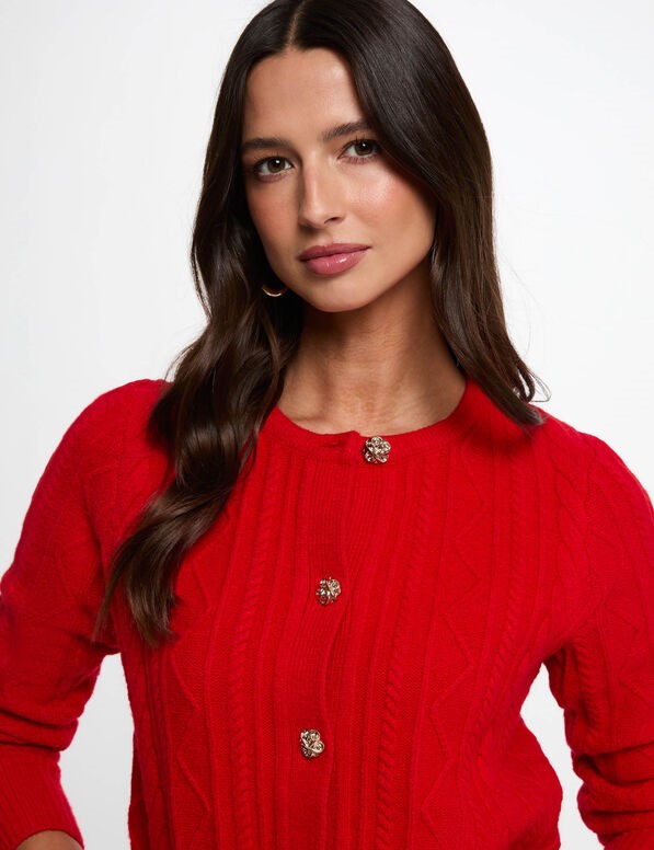 MORGAN Cardigan trecce con bottoni oro