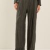 SOUVENIR Pantalone gessato oro con pences misto lana