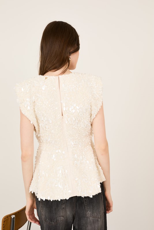PHILIA LOFT Top con paillettes e spalline imbottite
