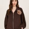 PHILIA LOFT Bomber in felpa con manica balloon e spilla fiore