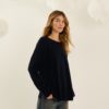 SOUVENIR Maglia over scollo tondo con spacchetti laterali