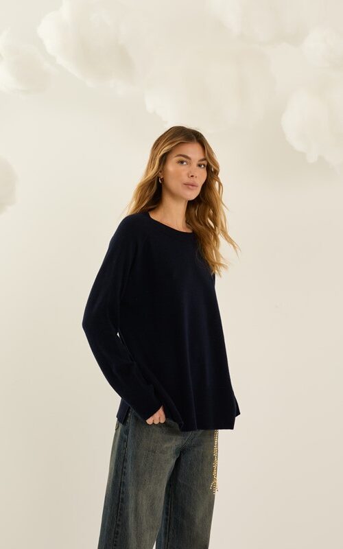 SOUVENIR Maglia over scollo tondo con spacchetti laterali