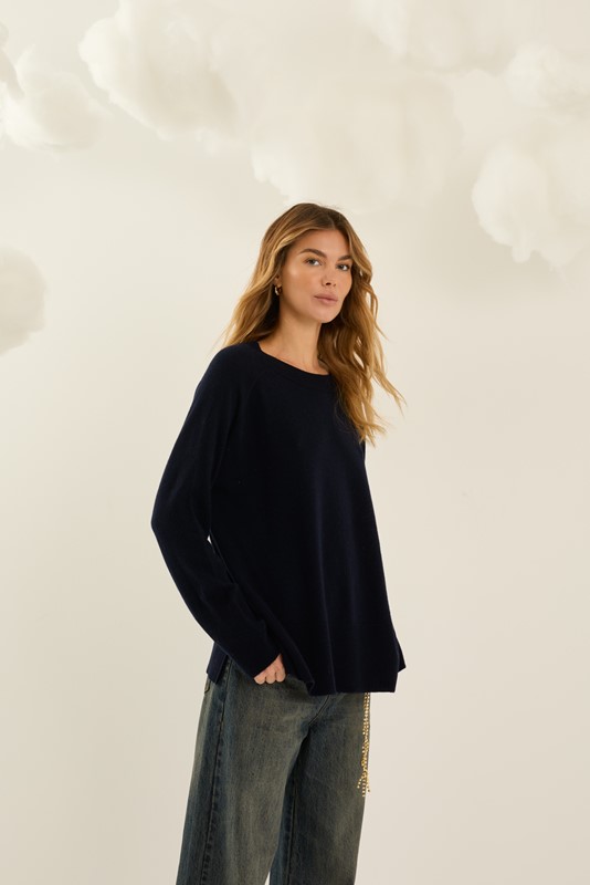 SOUVENIR Maglia over scollo tondo con spacchetti laterali