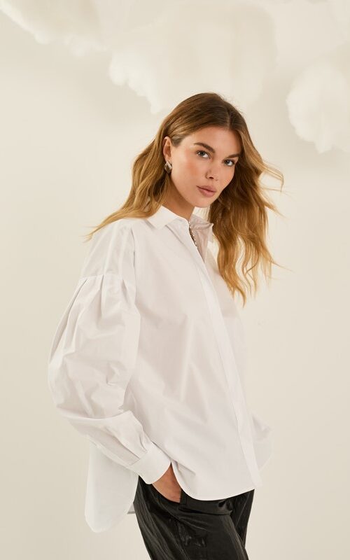 SOUVENIR Camicia over taglio dritto con manica a sbuffo