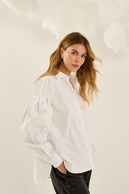 SOUVENIR Camicia over taglio dritto con manica a sbuffo