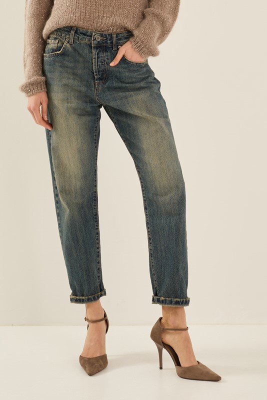 SOUVENIR Jeans vita bassa lavaggio al the
