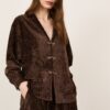 PHILIA LOFT Camicia in velluto stile giacca con alamari e manica ampia