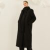 SOUVENIR Cappotto lungo over girocollo con sciarpa applicata