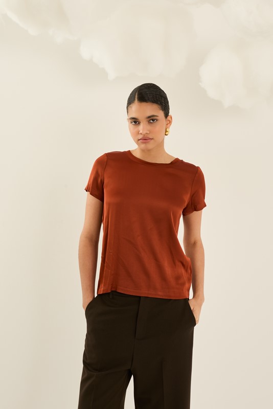 SOUVENIR T-shirt in viscosa elast girocollo mezza manica