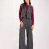 70D7B6E2A4BDA3FB53666557CAE2C92D_ MORGAN Gilet crop gessato 1 bottone con spalline imbottite