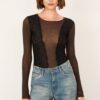 PHILIA LOFT Body girocollo misto cachemire con inserti in pizzo