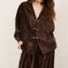 PHILIA LOFT Camicia in velluto stile giacca con alamari e manica ampia