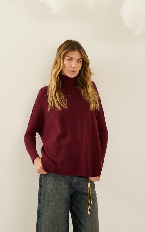SOUVENIR Maglia lunga dritta collo alto con spacchetti laterali