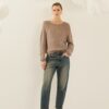 SOUVENIR Jeans vita bassa lavaggio al the