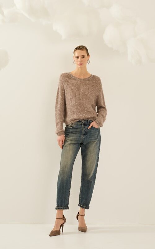 SOUVENIR Jeans vita bassa lavaggio al the