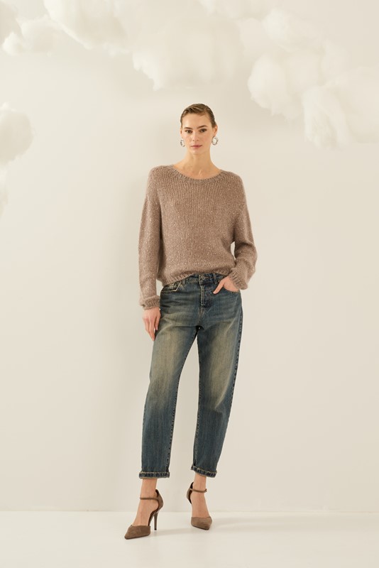 SOUVENIR Jeans vita bassa lavaggio al the