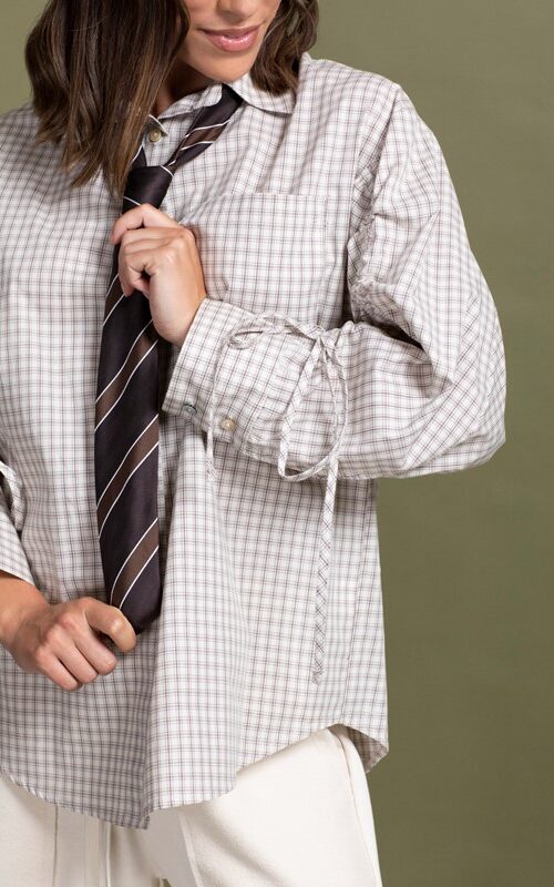 8B4CB5C1B3137EC00618C0E25658DE90_ PEPE ROSA Camicia over con arricciatura sulla manica e cravatta