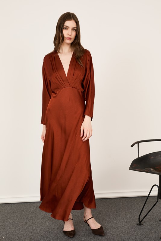 PHILIA LOFT Abito lungo scollo v in satin