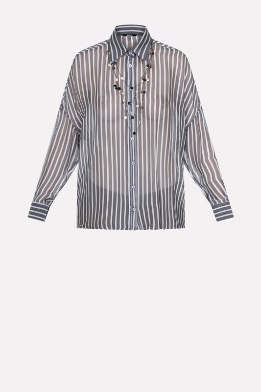 SISTE'S Camicia rigata chiffon con collana
