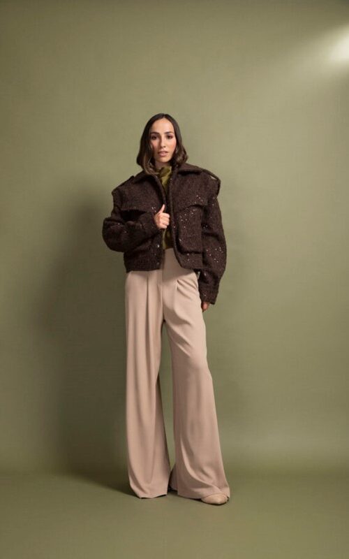 PEPE ROSA Bomber con colletto e paillettes
