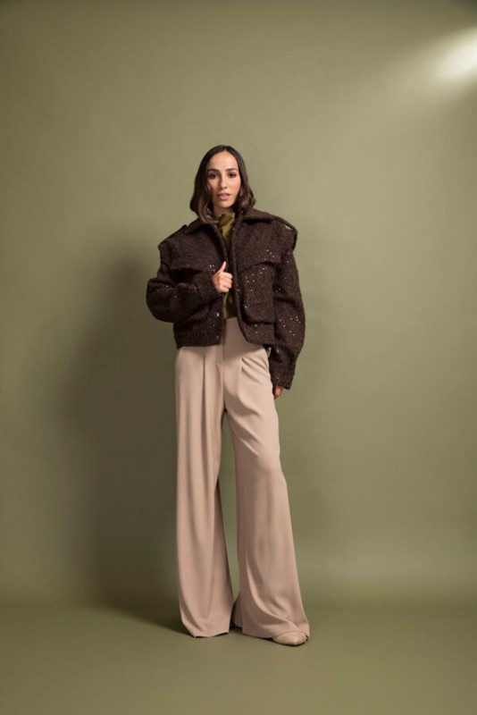 PEPE ROSA Bomber con colletto e paillettes