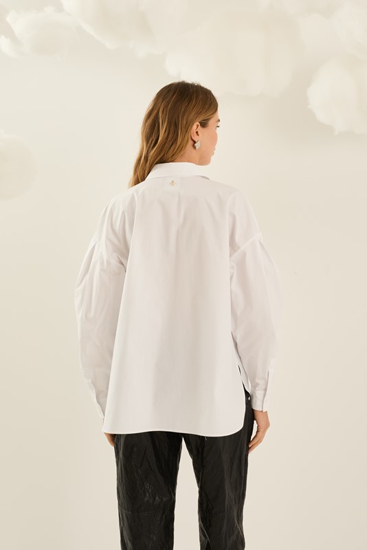 SOUVENIR Camicia over taglio dritto con manica a sbuffo