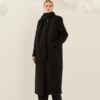 SOUVENIR Cappotto lungo over girocollo con sciarpa applicata