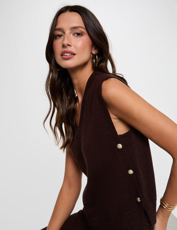 A4179E8123D9F08C44CDB9152547DD1C_ MORGAN Gilet in maglia scollo a v e bottoni laterali