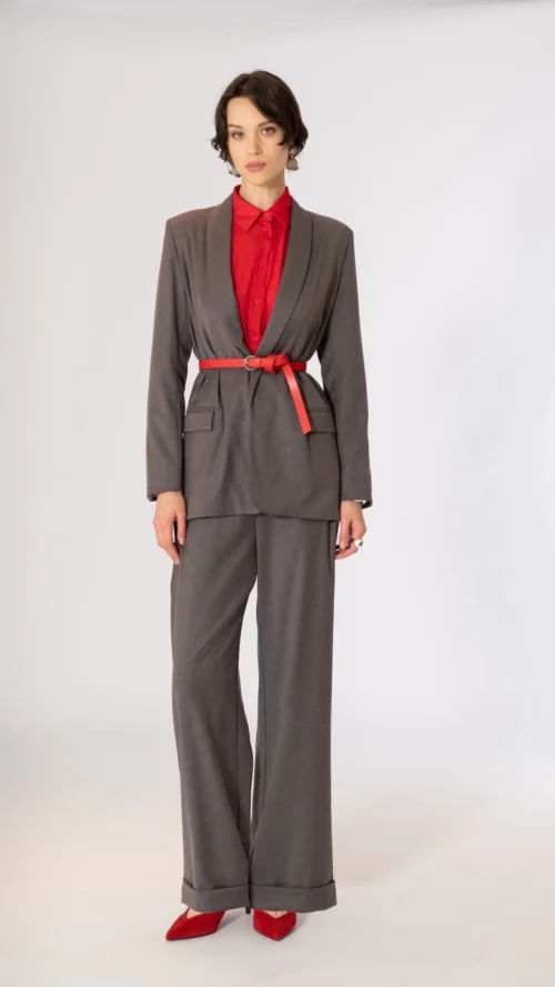 ACFA47F2F33334C67076C567901E0612_ SISTE'S Giacca blazer con cintura a contrasto